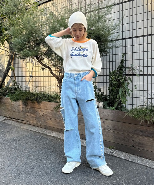 HELLO.SANFRANCISCO（ハローサンフランシスコ）の「【HELLO.SANFRANCISCO/ハローサンフランシスコ】ASSコラボワッフルボリュームTEE（Tシャツ/カットソー・レディース・グレー/ライム/アイボリー・FREE）」の4枚目の写真