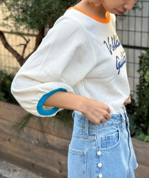 HELLO.SANFRANCISCO（ハローサンフランシスコ）の「【HELLO.SANFRANCISCO/ハローサンフランシスコ】ASSコラボワッフルボリュームTEE（Tシャツ/カットソー・レディース・グレー/ライム/アイボリー・FREE）」の9枚目の写真