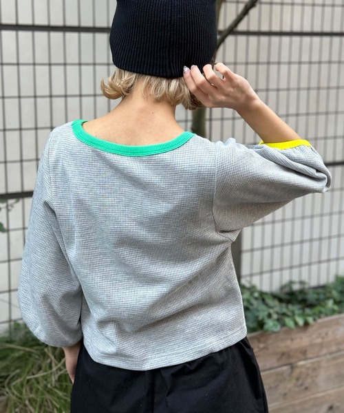 HELLO.SANFRANCISCO（ハローサンフランシスコ）の「【HELLO.SANFRANCISCO/ハローサンフランシスコ】ASSコラボワッフルボリュームTEE（Tシャツ/カットソー・レディース・グレー/ライム/アイボリー・FREE）」の18枚目の写真