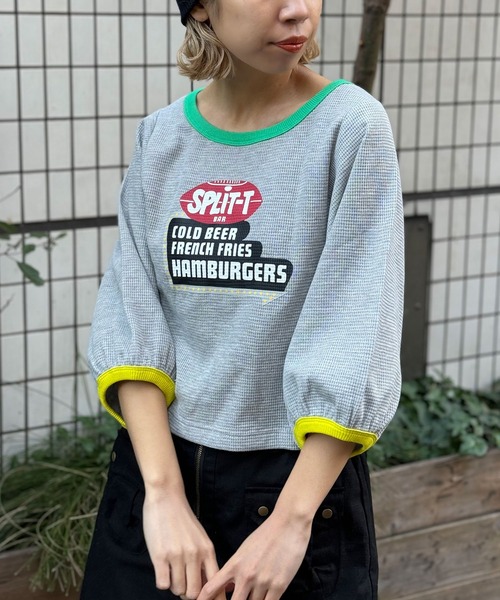 HELLO.SANFRANCISCO（ハローサンフランシスコ）の「【HELLO.SANFRANCISCO/ハローサンフランシスコ】ASSコラボワッフルボリュームTEE（Tシャツ/カットソー・レディース・グレー/ライム/アイボリー・FREE）」の15枚目の写真