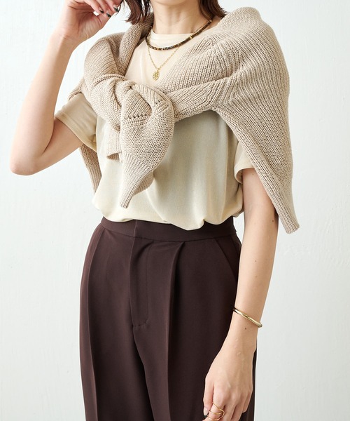 「COLLAGE GALLARDAGALANTE」 長袖カットソー FREE ライトベージュ レディース COLLAGE GALLARDAGALANTE 「COLLAGE GALLARDAGALANTE」 長袖