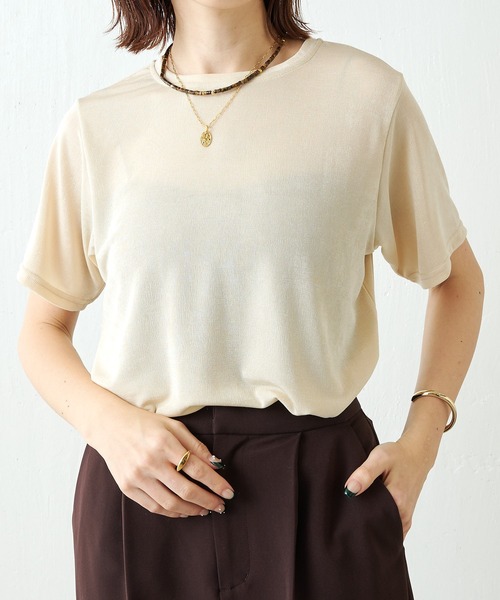 COLLAGE GALLARDAGALANTE（コラージュガリャルダガランテ）の「シャイニーTシャツ（Tシャツ/カットソー・レディース・ブルー/アイボリー/ブラウン・FREE）」の9枚目の写真