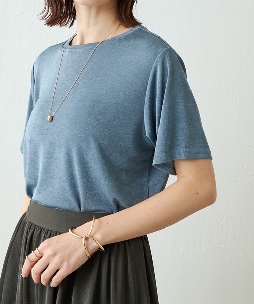 COLLAGE GALLARDAGALANTE（コラージュガリャルダガランテ）の「シャイニーTシャツ（Tシャツ/カットソー・レディース・ブルー/アイボリー/ブラウン・FREE）」の16枚目の写真