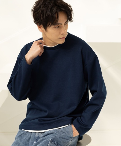 LAKOLE(ラコレ)の「ダンボールレイヤードロンT / 100767(Tシャツ/カットソー・メンズ・イエロー/ネイビー/サンドグレー/グリーン・LARGE/X-LARGE/MEDIUM)」の4枚目の写真