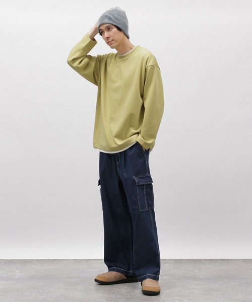 LAKOLE(ラコレ)の「ダンボールレイヤードロンT / 100767(Tシャツ/カットソー・メンズ・イエロー/ネイビー/サンドグレー/グリーン・LARGE/X-LARGE/MEDIUM)」の7枚目の写真