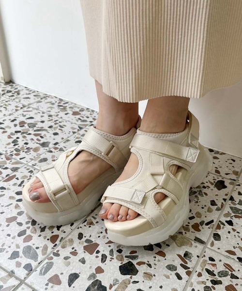 one after another NICE CLAUP(ワンアフターアナザーナイスクラップ)の「ミルキーソールスポサン(サンダル・レディース・アイボリー/ブラック・S/M/L)」の8枚目の写真