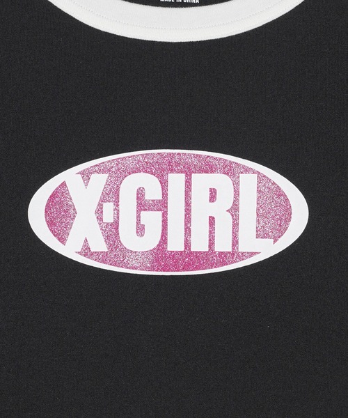 X-girl（エックスガール）の「GLITTER OVAL LOGO S/S BABY TEE（Tシャツ/カットソー・レディース・ブルー/ブラック/ホワイト・S/M）」の15枚目の写真