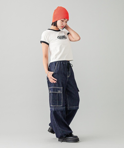 X-girl（エックスガール）の「GLITTER OVAL LOGO S/S BABY TEE（Tシャツ/カットソー・レディース・ブルー/ブラック/ホワイト・S/M）」の9枚目の写真