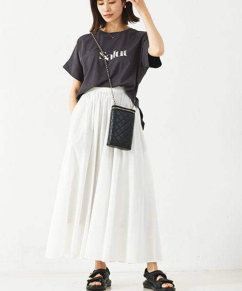 abahouse mavie（アバハウスマヴィ）の「ナイロンストレッチロングスカート（スカート・レディース・ホワイト/チャコールグレー/セージグリーン・フリー）」の6枚目の写真