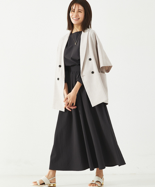 abahouse mavie（アバハウスマヴィ）の「ナイロンストレッチロングスカート（スカート・レディース・ホワイト/チャコールグレー/セージグリーン・フリー）」の14枚目の写真