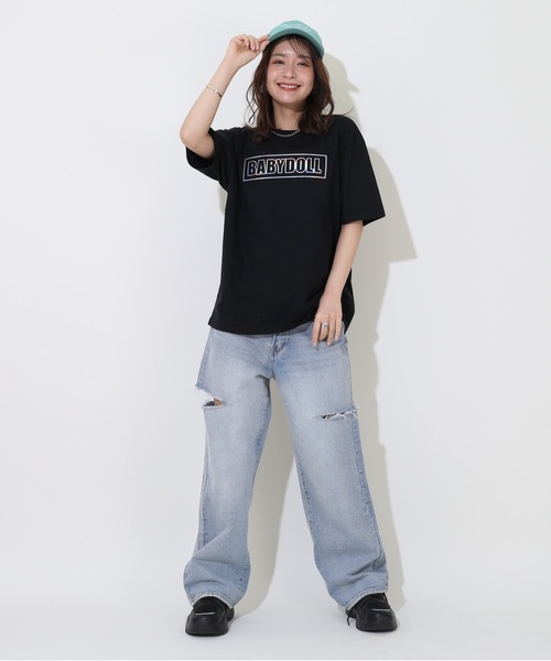 BABYDOLL(ベビードール)の「親子お揃い 箔 エンボス Tシャツ 9375A(Tシャツ/カットソー・レディース・ブラック/ホワイト・M/XL/L/S)」の5枚目の写真