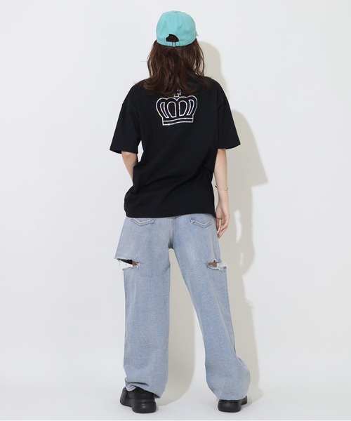 BABYDOLL(ベビードール)の「親子お揃い 箔 エンボス Tシャツ 9375A(Tシャツ/カットソー・レディース・ブラック/ホワイト・M/XL/L/S)」の6枚目の写真