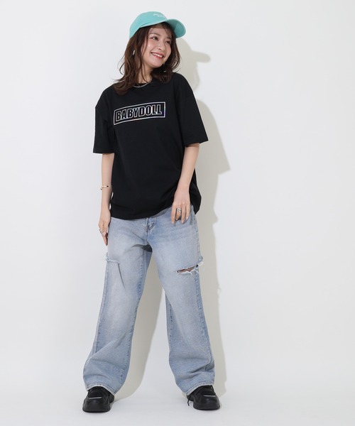 BABYDOLL(ベビードール)の「親子お揃い 箔 エンボス Tシャツ 9375A(Tシャツ/カットソー・レディース・ブラック/ホワイト・M/XL/L/S)」の7枚目の写真