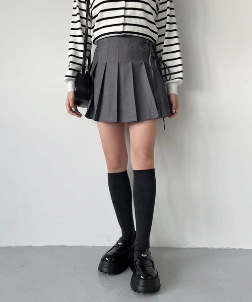 one after another NICE CLAUP（ワンアフターアナザーナイスクラップ）の「【選べるS/Mサイズ】プリーツ巻きスカート（スカート・レディース・ベージュ/杢グレー/アイボリー/ブラック・SMALL/MEDIUM）」の10枚目の写真