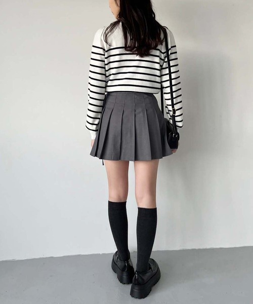 one after another NICE CLAUP（ワンアフターアナザーナイスクラップ）の「【選べるS/Mサイズ】プリーツ巻きスカート（スカート・レディース・ベージュ/杢グレー/アイボリー/ブラック・SMALL/MEDIUM）」の6枚目の写真