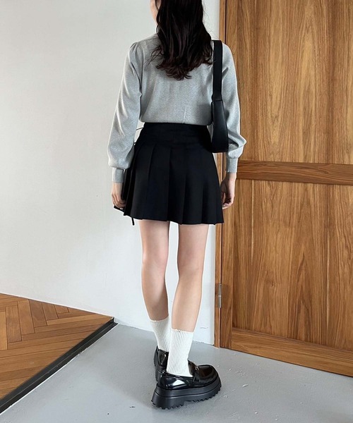 one after another NICE CLAUP（ワンアフターアナザーナイスクラップ）の「【選べるS/Mサイズ】プリーツ巻きスカート（スカート・レディース・ベージュ/杢グレー/アイボリー/ブラック・SMALL/MEDIUM）」の14枚目の写真