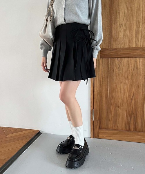 one after another NICE CLAUP（ワンアフターアナザーナイスクラップ）の「【選べるS/Mサイズ】プリーツ巻きスカート（スカート・レディース・ベージュ/杢グレー/アイボリー/ブラック・SMALL/MEDIUM）」の18枚目の写真