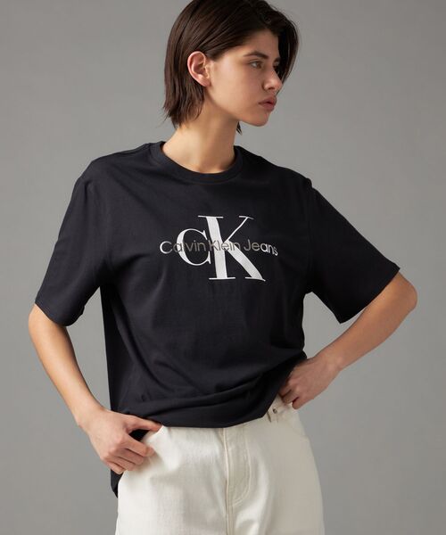 tシャツ  （カルバンクライン）モノグラムクルーネックショートスリーブTシャツ レディース セール】モノグラムクルーネックショートスリーブTシャツ（T