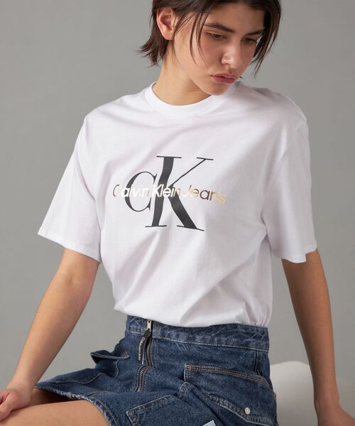 tシャツ  （カルバンクライン）モノグラムクルーネックショートスリーブTシャツ レディース Amazon | (カルバンクライン) CALVIN KLEIN ショートスリーブ