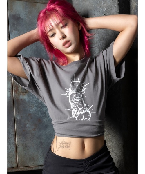DURAS(デュラス)の「Skull T-shirt(Tシャツ/カットソー・レディース・ブラック/グレー・FREE)」の1枚目の写真