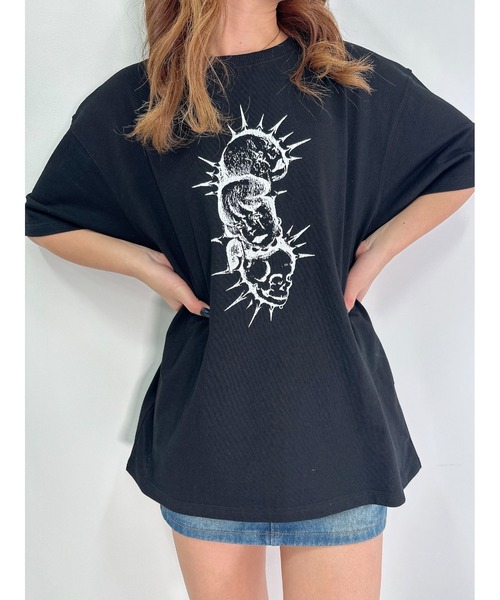 DURAS(デュラス)の「Skull T-shirt(Tシャツ/カットソー・レディース・ブラック/グレー・FREE)」の2枚目の写真