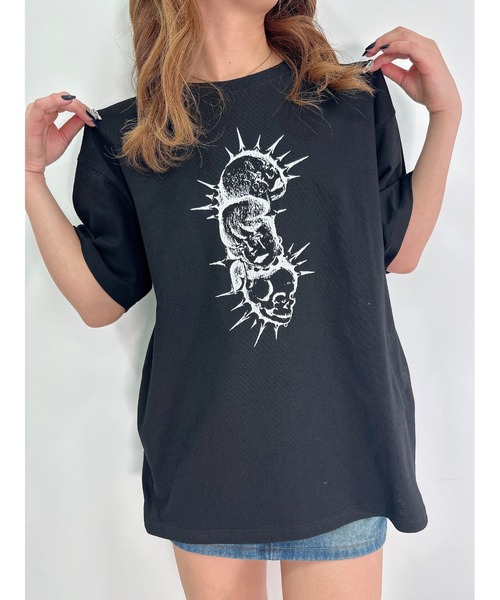DURAS(デュラス)の「Skull T-shirt(Tシャツ/カットソー・レディース・ブラック/グレー・FREE)」の14枚目の写真
