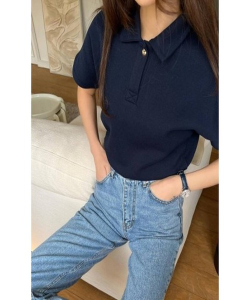 N.s(エヌドットエス)の「ワンポイントゴールドボタンカットソー(Tシャツ/カットソー・レディース・アイボリー/ネイビー・FREE)」の6枚目の写真