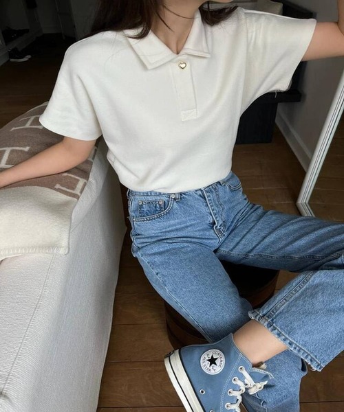 N.s(エヌドットエス)の「ワンポイントゴールドボタンカットソー(Tシャツ/カットソー・レディース・アイボリー/ネイビー・FREE)」の10枚目の写真