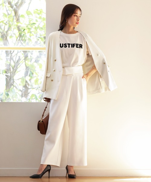 Emilyan（エミリアン）の「更に快適になった！無敵のパンツ 【UVカット98％！接触冷感！洗濯機OK♪全方位ストレッチ♪】ハイストレッチつやポンチ・ウエスト折り返しワイドパンツ（スーツパンツ・レディース・グレイッシュベージュ/ブラック/ネイビー/オフホワイト・L/M/S）」の17枚目の写真