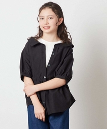 [100-130]【綿100％】シャツレイヤードドッキングトップス
