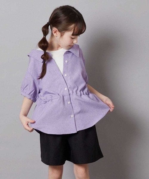 a.v.v（アーヴェヴェ）の「[100-130]【綿100％】シャツレイヤードドッキングトップス（シャツ/ブラウス・キッズ・ダークインディゴブルー/ライラック/ブラック・100/120/110/130）」の10枚目の写真