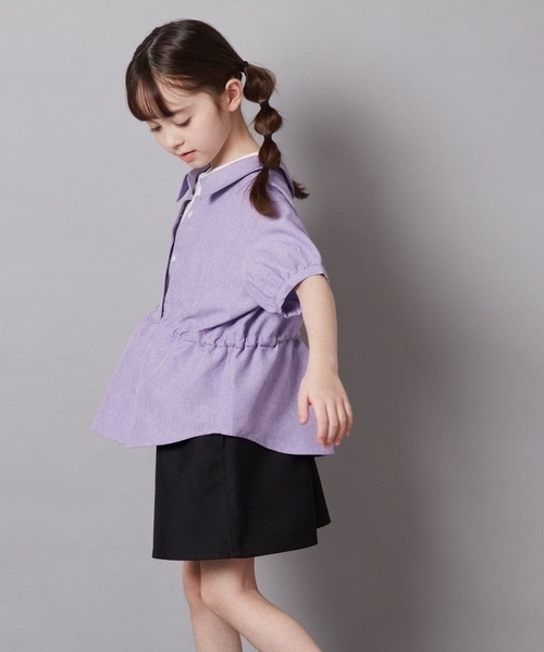 a.v.v（アーヴェヴェ）の「[100-130]【綿100％】シャツレイヤードドッキングトップス（シャツ/ブラウス・キッズ・ダークインディゴブルー/ライラック/ブラック・100/120/110/130）」の11枚目の写真
