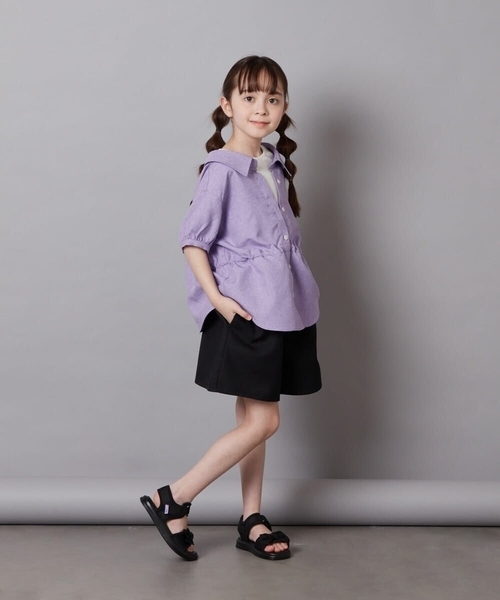 a.v.v（アーヴェヴェ）の「[100-130]【綿100％】シャツレイヤードドッキングトップス（シャツ/ブラウス・キッズ・ダークインディゴブルー/ライラック/ブラック・100/120/110/130）」の14枚目の写真