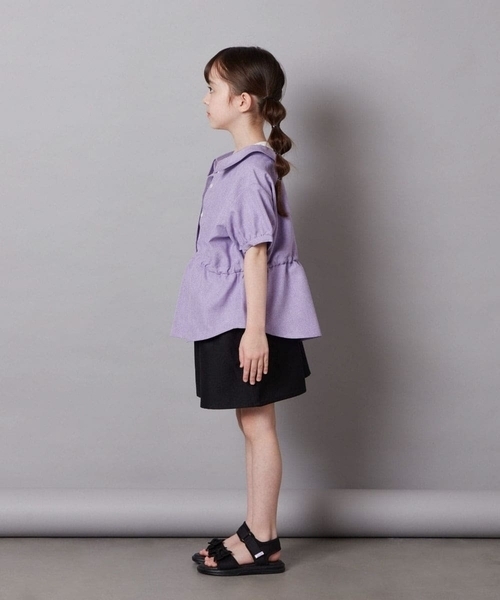 a.v.v（アーヴェヴェ）の「[100-130]【綿100％】シャツレイヤードドッキングトップス（シャツ/ブラウス・キッズ・ダークインディゴブルー/ライラック/ブラック・100/120/110/130）」の15枚目の写真