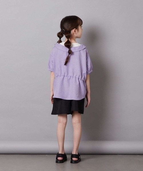 a.v.v（アーヴェヴェ）の「[100-130]【綿100％】シャツレイヤードドッキングトップス（シャツ/ブラウス・キッズ・ダークインディゴブルー/ライラック/ブラック・100/120/110/130）」の16枚目の写真