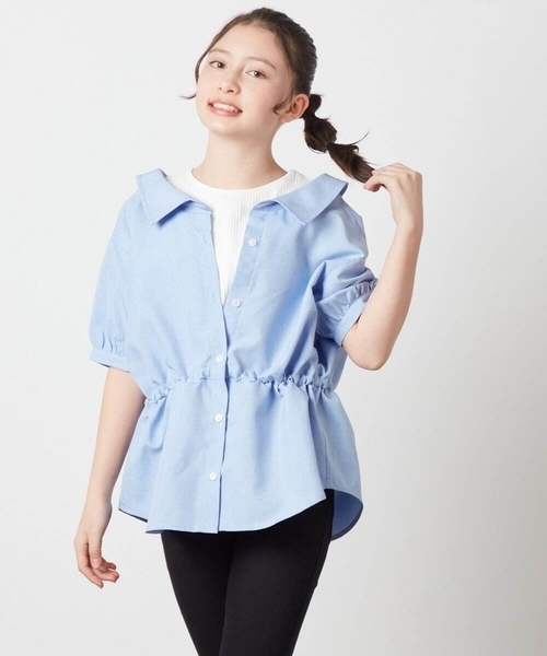 a.v.v（アーヴェヴェ）の「[100-130]【綿100％】シャツレイヤードドッキングトップス（シャツ/ブラウス・キッズ・ダークインディゴブルー/ライラック/ブラック・100/120/110/130）」の21枚目の写真