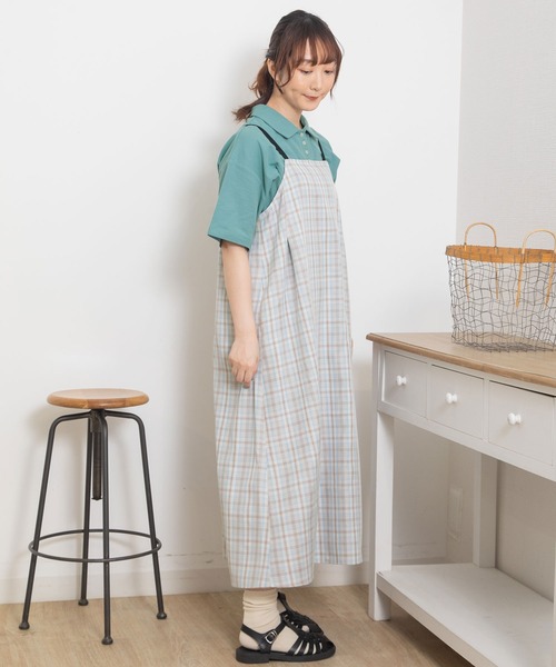 POU DOU DOU（プードゥドゥ）の「チェックキャミワンピース（ワンピース・レディース・グレー/グリーン/オレンジ・3）」の7枚目の写真