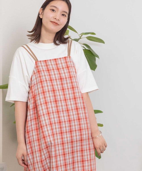 POU DOU DOU（プードゥドゥ）の「チェックキャミワンピース（ワンピース・レディース・グレー/グリーン/オレンジ・3）」の16枚目の写真