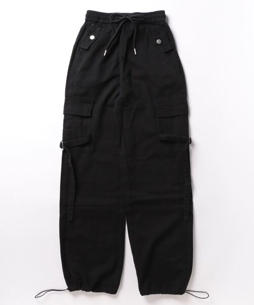 HOOK(フック)の「【HOOK】for girls ビッグポケカーゴパンツ 2WAY裾(カーゴパンツ・レディース・ブラック/カーキ・S/M/L/XL)」の2枚目の写真