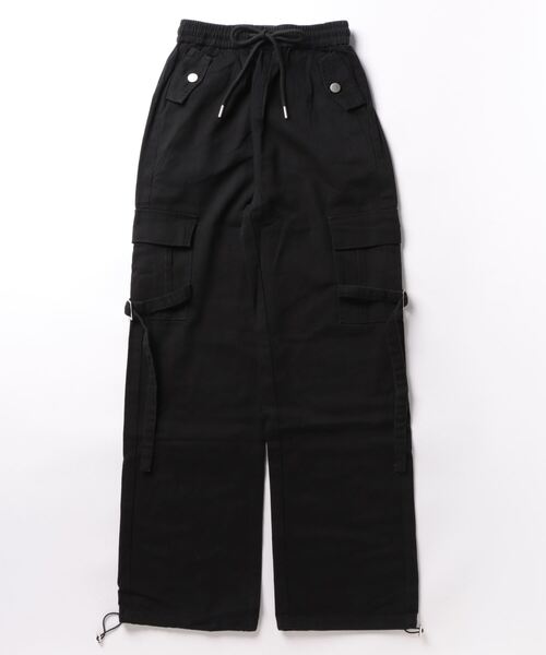HOOK(フック)の「【HOOK】for girls ビッグポケカーゴパンツ 2WAY裾(カーゴパンツ・レディース・ブラック/カーキ・S/M/L/XL)」の4枚目の写真
