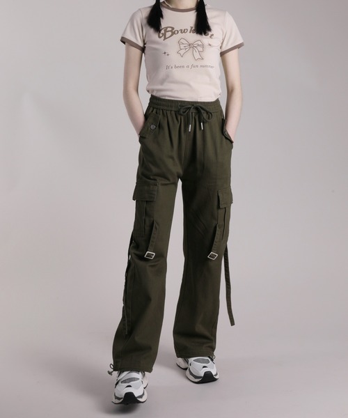 HOOK(フック)の「【HOOK】for girls ビッグポケカーゴパンツ 2WAY裾(カーゴパンツ・レディース・ブラック/カーキ・S/M/L/XL)」の10枚目の写真