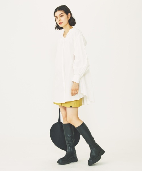 MILKFED.（ミルクフェド）の「FAUX LEATHER HEART POCKET SKIRT（スカート・レディース・ブラック/イエロー/ゴールド・S/M）」の15枚目の写真