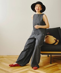 タックデニムパンツ