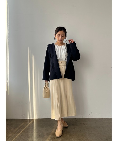 ギャザーフレアバルーンスリーブブラウス【低身長・小柄女性