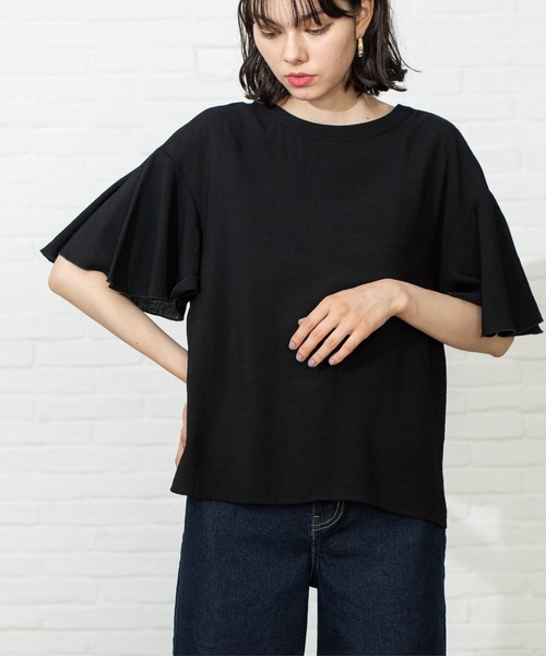 OPAQUE.CLIP（オペークドットクリップ）の「◆フレアスリーブブラウス【洗濯機洗い可】（シャツ/ブラウス・レディース・ブラック/オフホワイト/ブルー・40/38/42）」の2枚目の写真