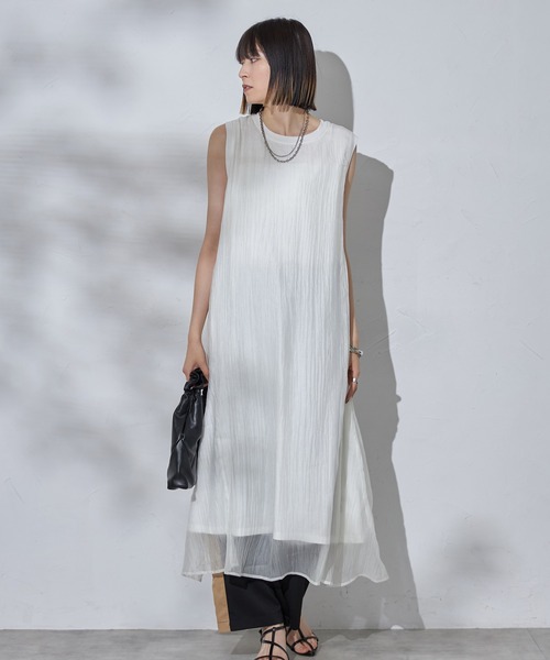 each（イーチ）の「異素材レイヤードノースリワンピ（ワンピース
