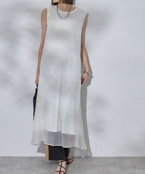 ズッカ　異素材　ノースリーブワンピース ズッカ 異素材 ノースリーブワンピース