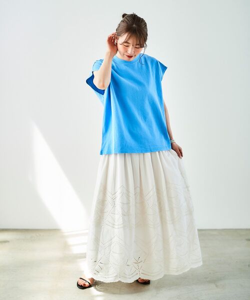 le.coeur blanc(ルクールブラン)の「STAR&STRIPE ノースリーブTEE(Tシャツ/カットソー・レディース・ブルー/ベージュ/ダークグレー・38)」の14枚目の写真