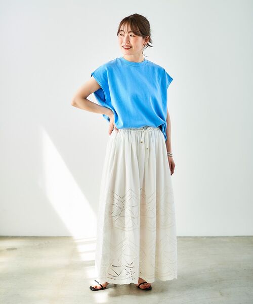 le.coeur blanc(ルクールブラン)の「STAR&STRIPE ノースリーブTEE(Tシャツ/カットソー・レディース・ブルー/ベージュ/ダークグレー・38)」の18枚目の写真