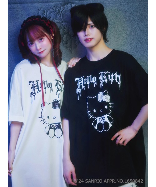 Jamie エーエヌケー（ジェイミーエーエヌケー）の「ハローキティ BIGTE（Tシャツ/カットソー・レディース・ブラック/ホワイト・M）」の3枚目の写真